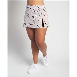 Side Slit Skort - Pink Petals - Black shorts