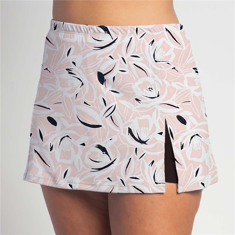 Side Slit Skort - Pink Petals - Black shorts