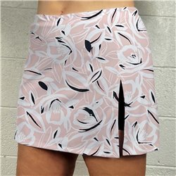 Side Slit Golf Skort - Pink Petals w/ Black Shorts
