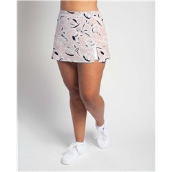 Side Slit Skort - Pink Petals - White shorts