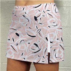Side Slit Golf Skort - Pink Petals w/ White Shorts