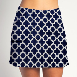 Golf/Walking Zipper Pocket Skort - Navy Medallion