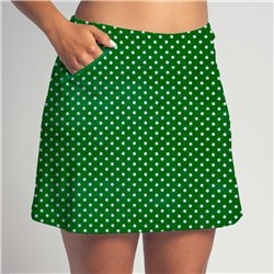 Golf/Walking Zipper Pocket Skort - Kelly Mini Dot