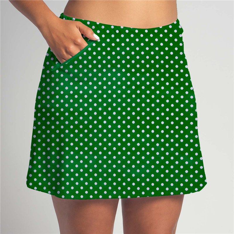 Golf/Walking Zipper Pocket Skort - Kelly Mini Dot
