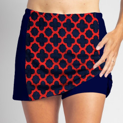 Slimming Panel Skort - Navy/Red Medallion with Navy Slimming Panel Skort - Navy/Red Medallion with Navy