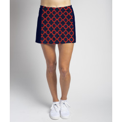 Slimming Panel Skort - Navy/Red Medallion with Navy