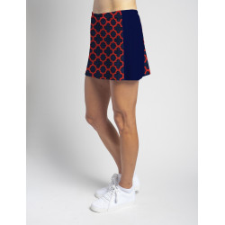 Slimming Panel Skort - Navy/Red Medallion with Navy