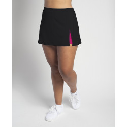 Side Slit Skort - Black Solid with Fuchsia Shorts