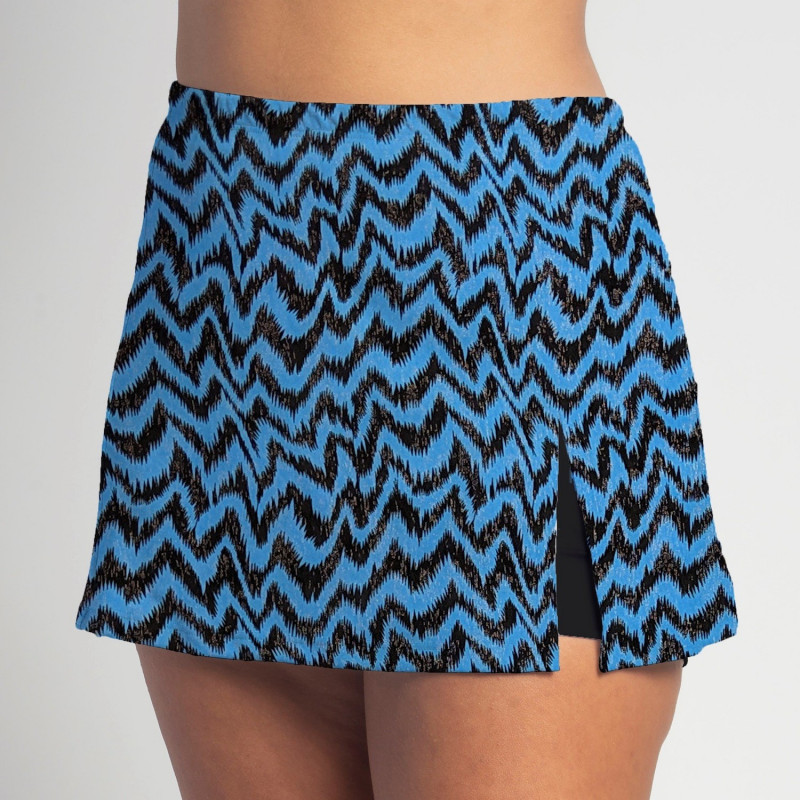 Side Slit Skort - Turquoise Black Attack w/ Black