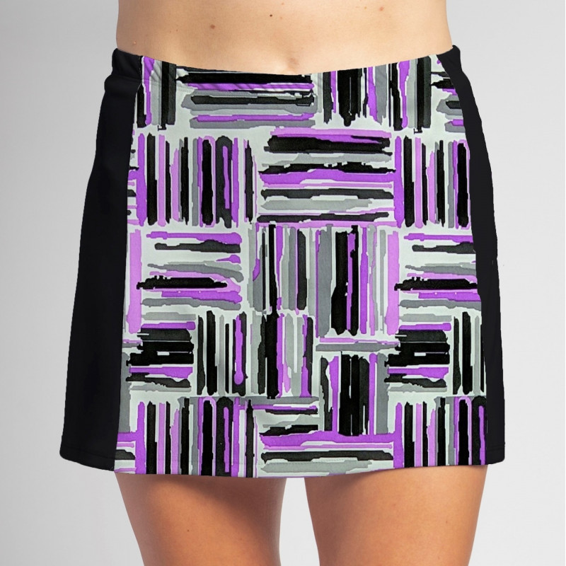 Slimming Panel Skort - Violet Crosshatch-Black Side panels 