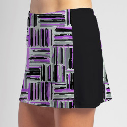 Slimming Panel Skort - Violet Crosshatch-Black Side panels 