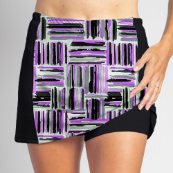 Slimming Panel Skort - Violet Crosshatch-Black Side panels 