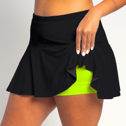 Flounce Skort - Black Solid w/Neon Shorts
