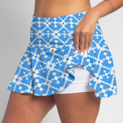 Flounce Skort - Turquoise Geometric all over print