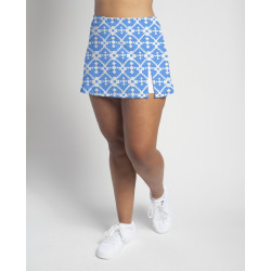 Side Slit Skort - Turquoise Geometric