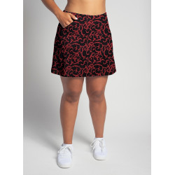 Golf/Walking Zipper Pocket Skort - Red Black Scroll