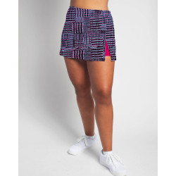 Side Slit Skort - Navy/Pink Abstract Dots w/ Fuchsia Shorts