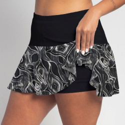 Flounce Skort - Charcoal Knots with Black