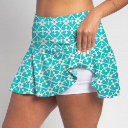 Flounce Skort - Jade Geometric all over print