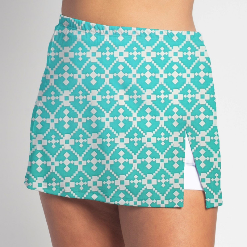 Side Slit Skort - Jade Geometric Side Slit Skort - Jade Geometric