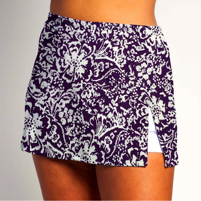 Side Slit Skort - Fight Fight Plum and White - White Shorts