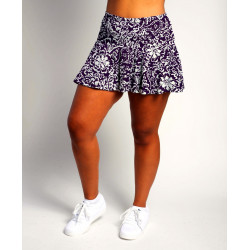 Flounce Skort- Fight Fight Plum and White all over print