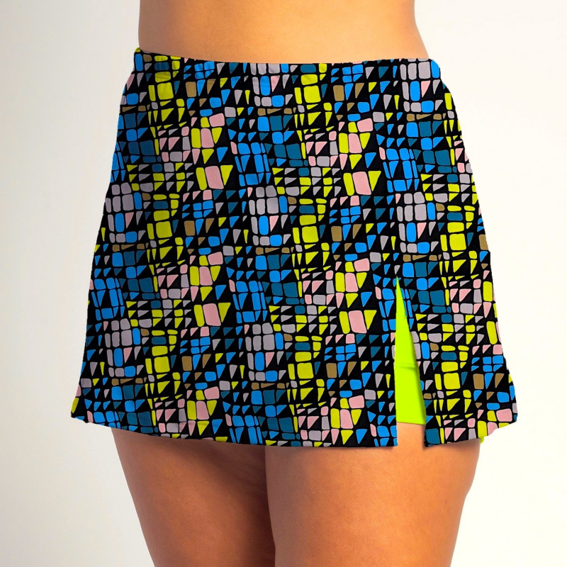 Side Slit Skort - Stained Glass - Neon Shorts