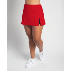 Side Slit Skort - Red Solid - Black Shorts