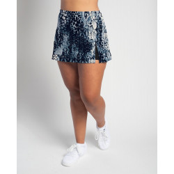 Side Slit Skort - Denim Snakeskin w/ Black Shorts