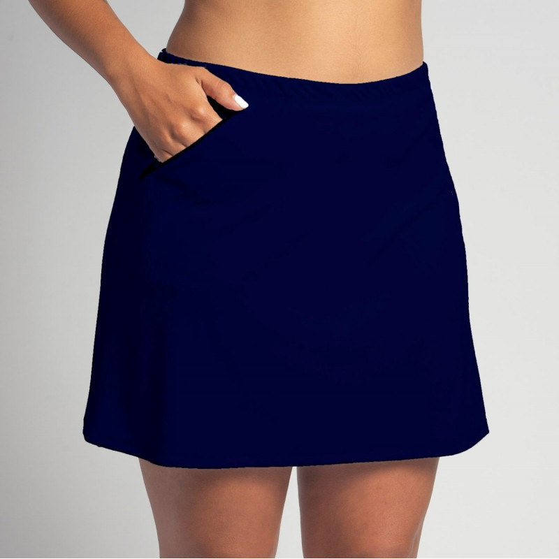 Golf/Walking Zipper Pocket Skort - Navy Solid