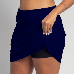 Golf/Walking Zipper Pocket Skort - Navy Solid