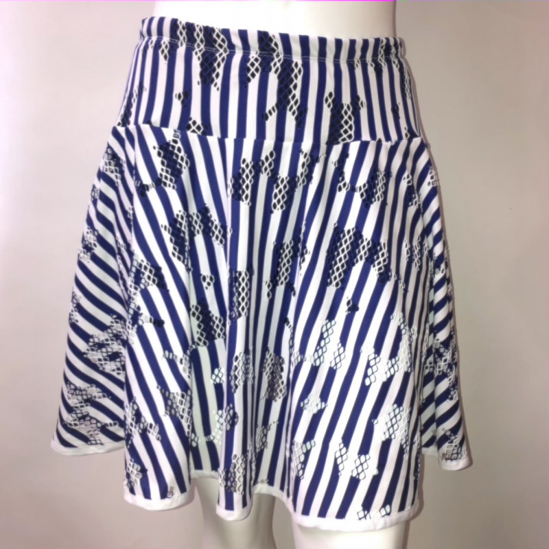 Flounce Skort - Navy/White Fishnet Stripe