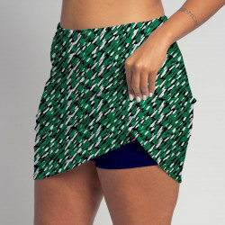 Golf/Walking Zipper Pocket Skort - Kelly Navy River Ripples