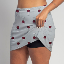 Golf/Walking Zipper Pocket Skort - Wine is Fine