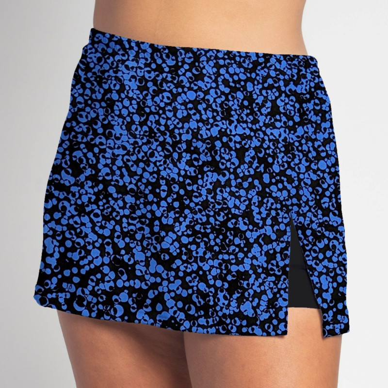 Side Slit Skort - Blue Bubbles - Black shorts